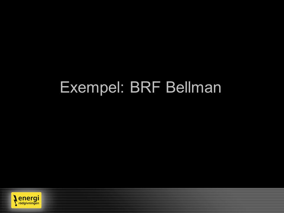 Exempel: BRF Bellman Byggt i slutet av 60-talet. Ca 400 lägenheter.