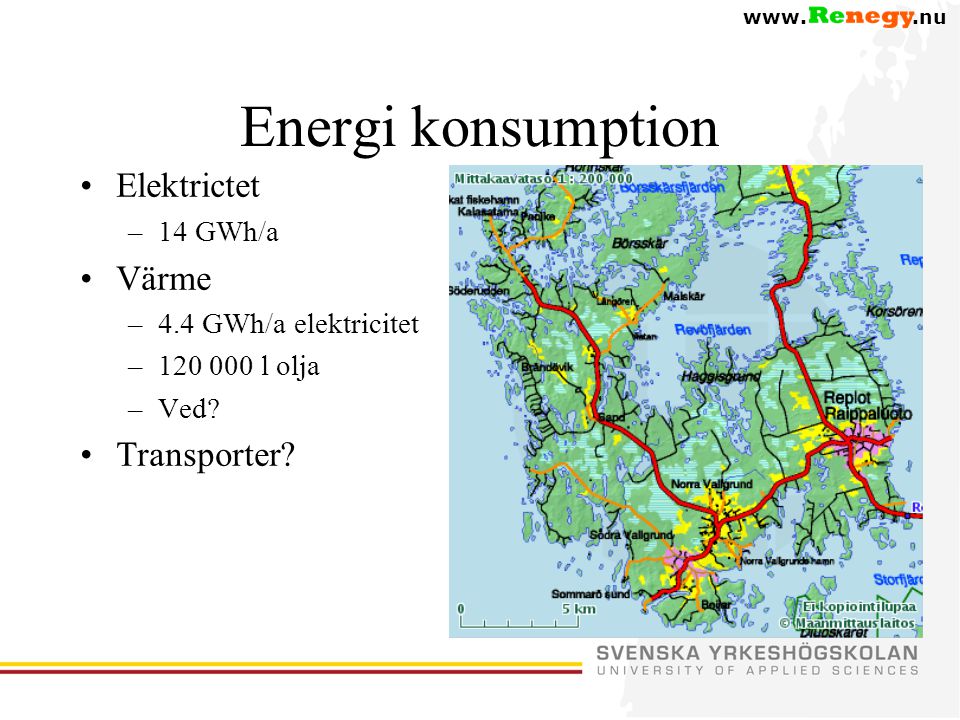Energi konsumption Elektrictet Värme Transporter 14 GWh/a