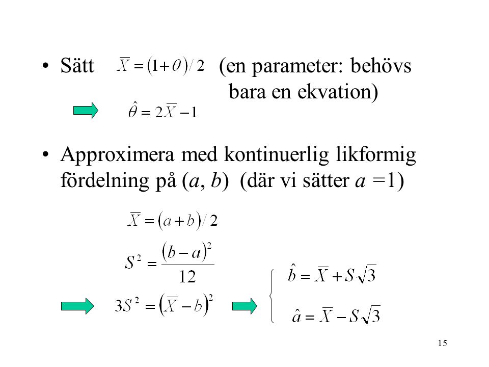 Sätt (en parameter: behövs bara en ekvation)