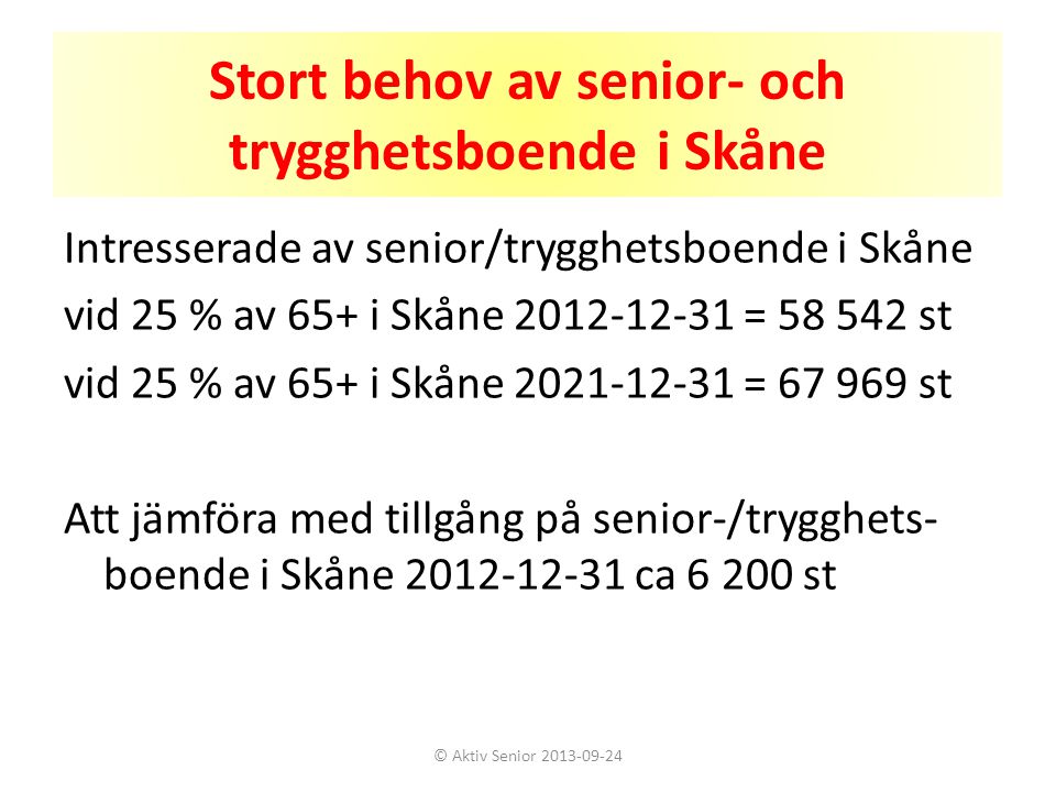 Stort behov av senior- och trygghetsboende i Skåne