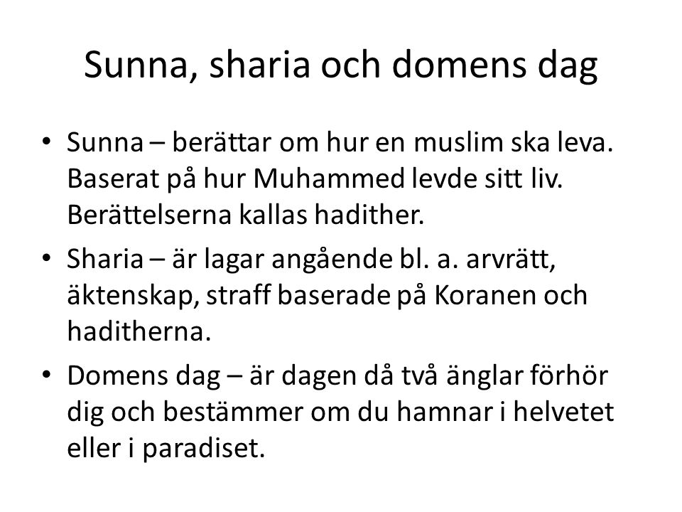 Sunna, sharia och domens dag
