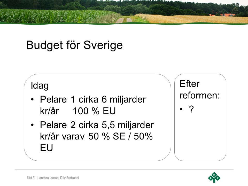 Budget för Sverige Efter reformen: Idag