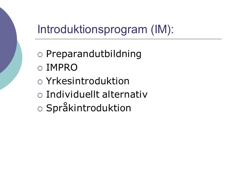 Introduktionsprogram (IM):