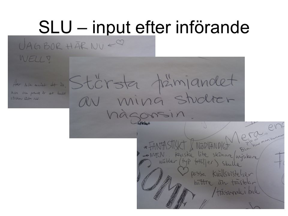 SLU – input efter införande