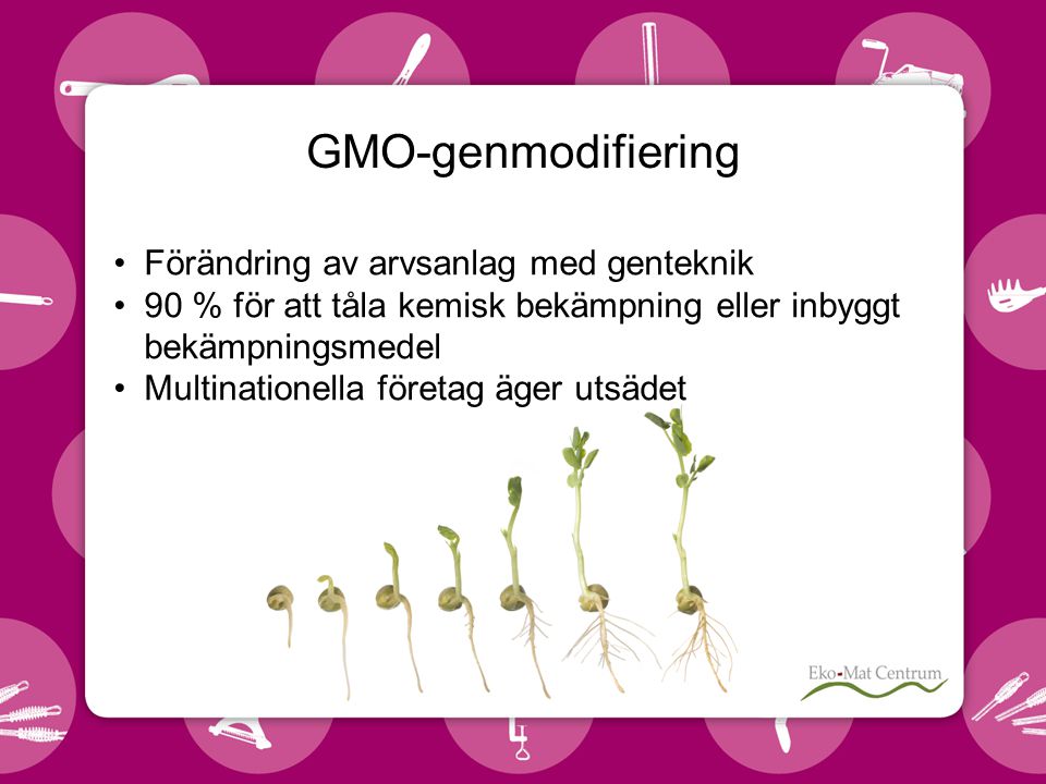 GMO-genmodifiering Förändring av arvsanlag med genteknik