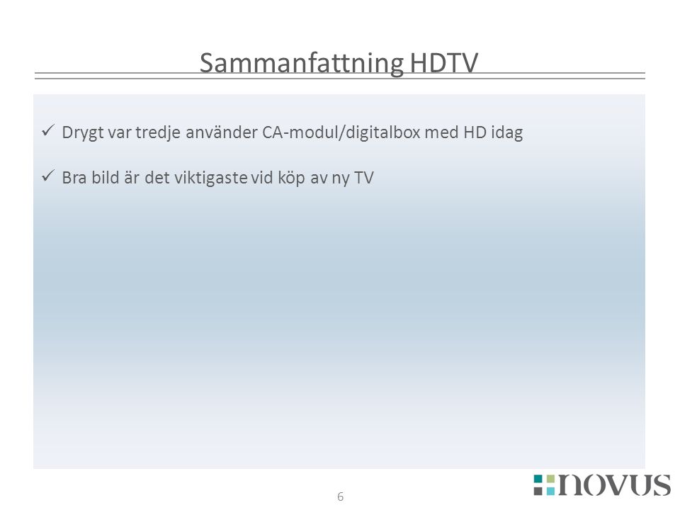 Sammanfattning HDTV Drygt var tredje använder CA-modul/digitalbox med HD idag.