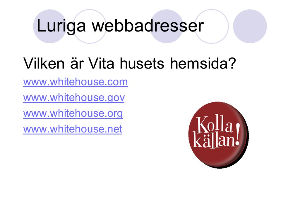 Luriga webbadresser Vilken är Vita husets hemsida
