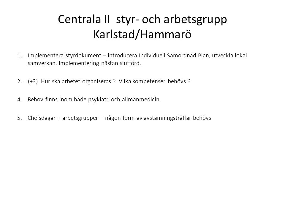 Centrala II styr- och arbetsgrupp Karlstad/Hammarö
