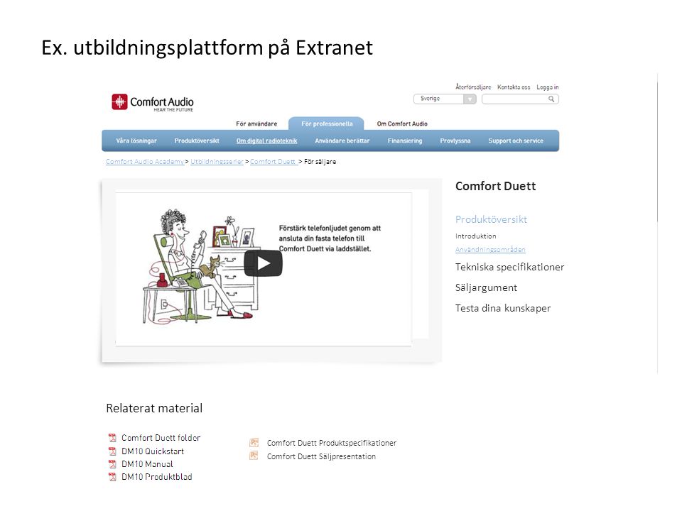 Ex. utbildningsplattform på Extranet