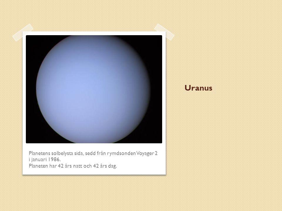 Uranus Planetens solbelysta sida, sedd från rymdsonden Voyager 2 i januari 1986.