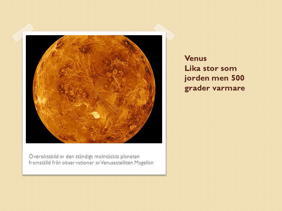 Venus Lika stor som jorden men 500 grader varmare