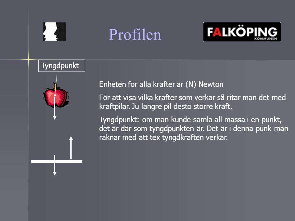 Profilen Tyngdpunkt Enheten för alla krafter är (N) Newton