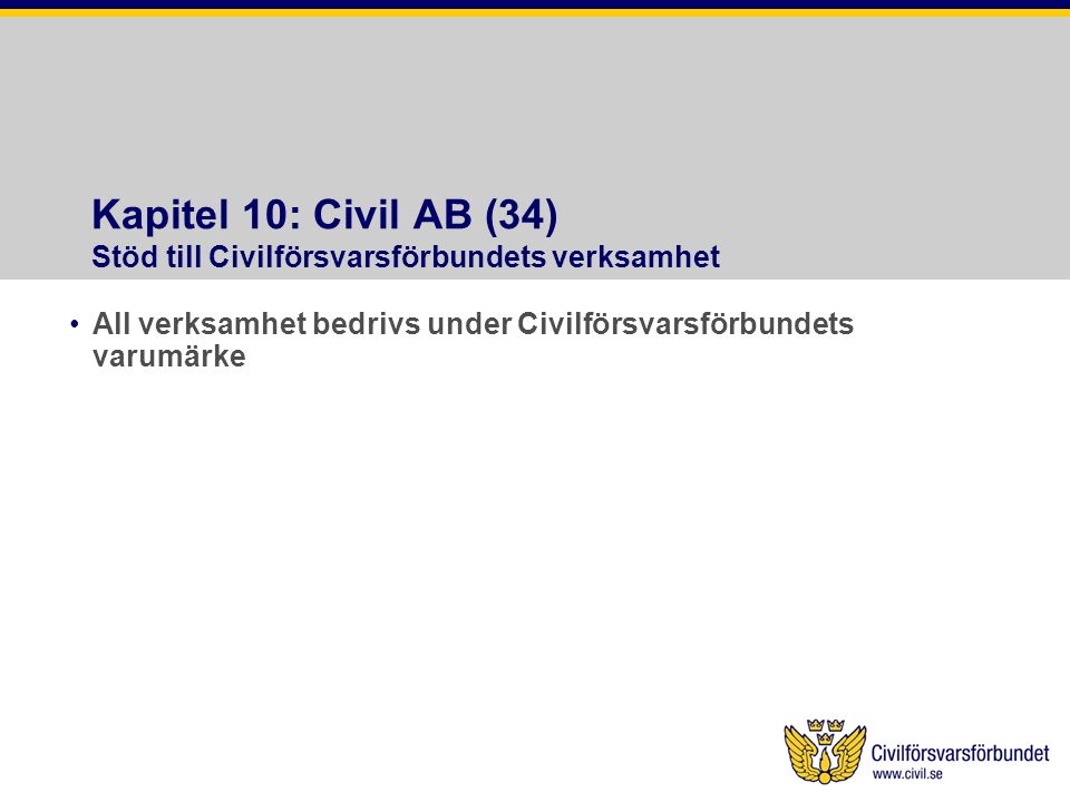 Kapitel 10: Civil AB (34) Stöd till Civilförsvarsförbundets verksamhet
