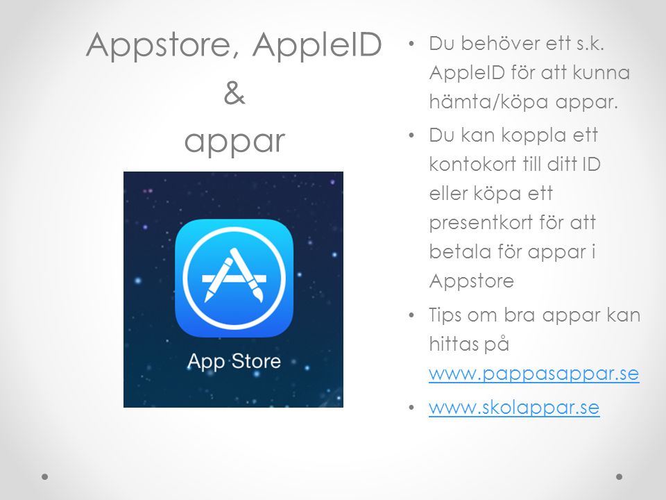 Appstore, AppleID & appar