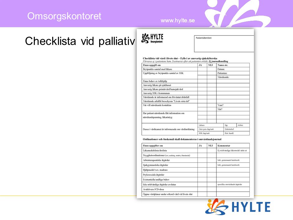 Checklista vid palliativ vård