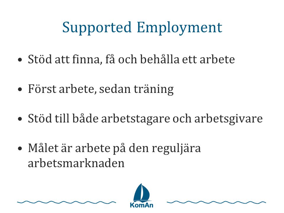 Supported Employment Stöd att finna, få och behålla ett arbete