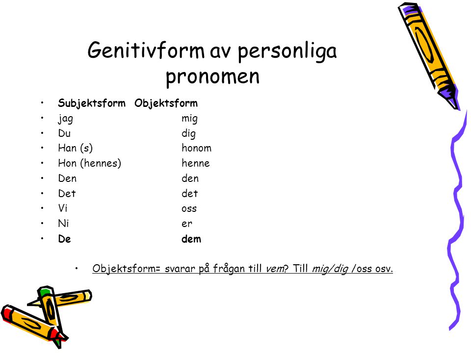 Genitivform av personliga pronomen