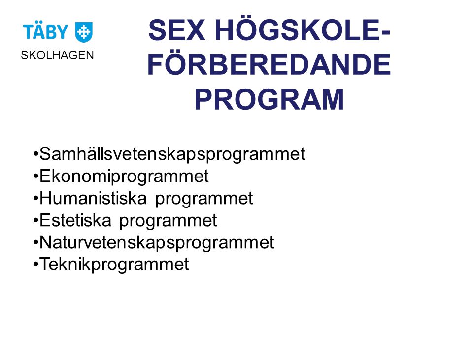 SEX HÖGSKOLE-FÖRBEREDANDE PROGRAM