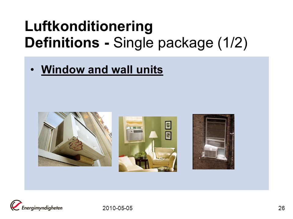 Luftkonditionering Definitions - Single package (1/2)