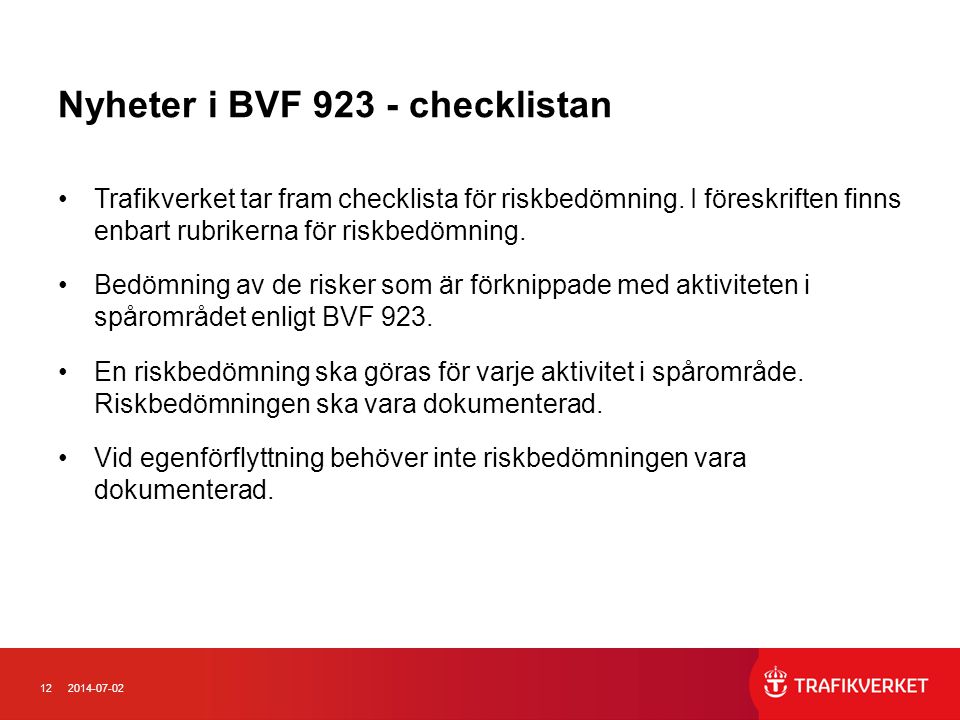 Nyheter i BVF checklistan