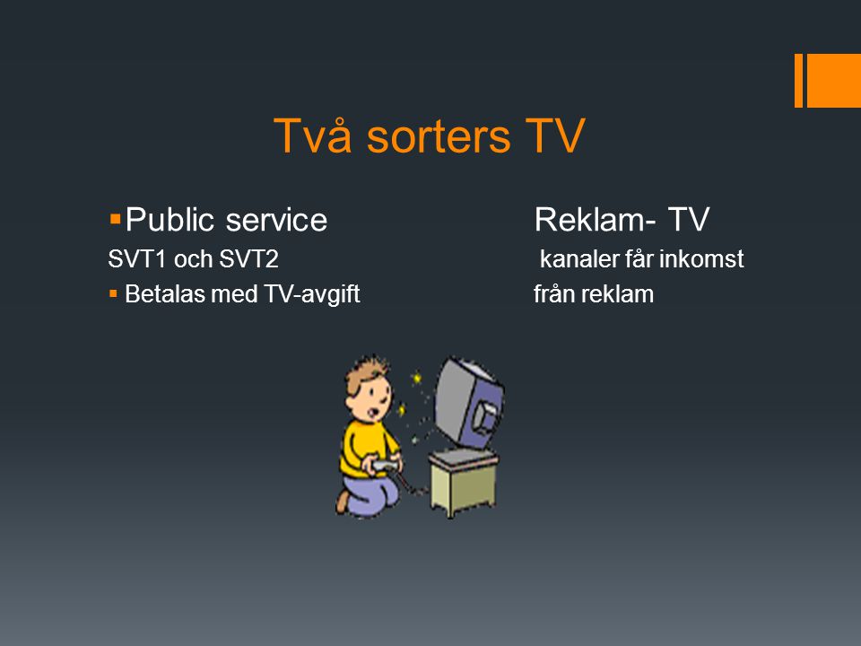 Två sorters TV Public service Reklam- TV