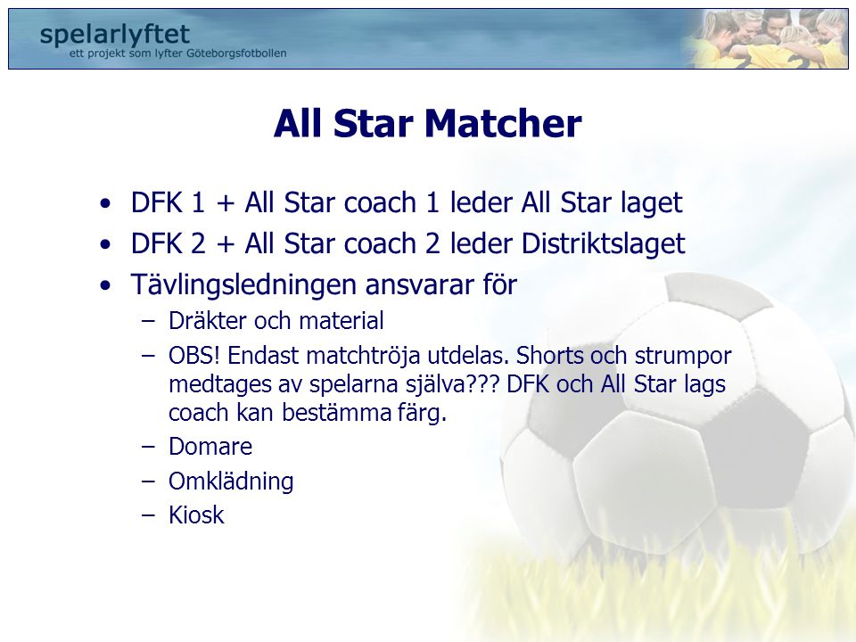All Star Matcher DFK 1 + All Star coach 1 leder All Star laget