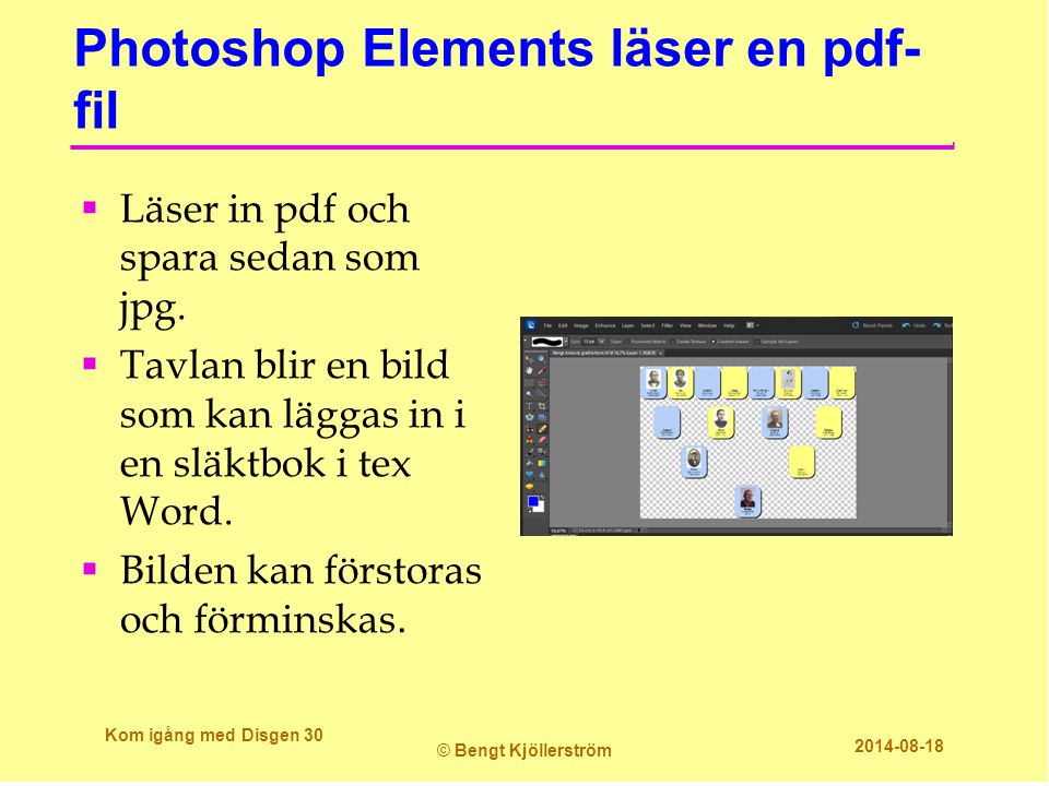 Photoshop Elements läser en pdf-fil