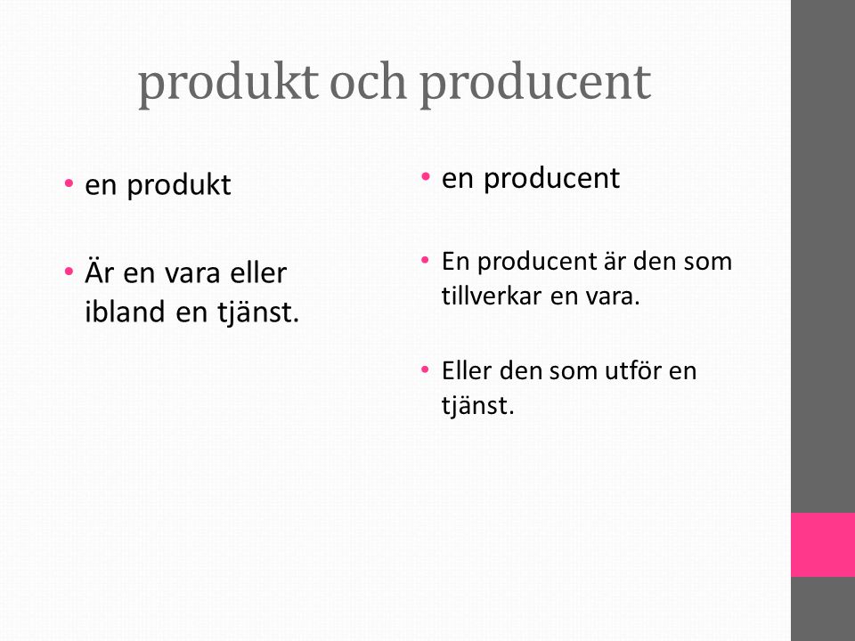 produkt och producent en producent en produkt