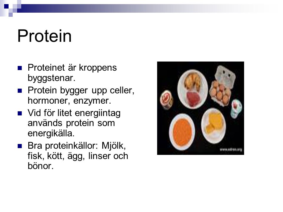 Protein Proteinet är kroppens byggstenar.
