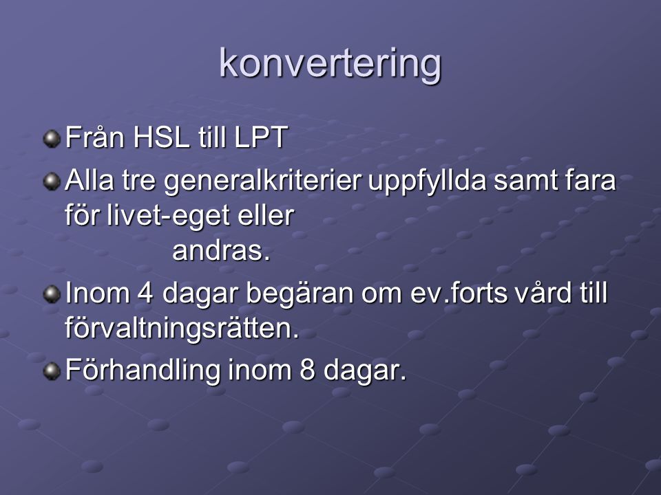 konvertering Från HSL till LPT