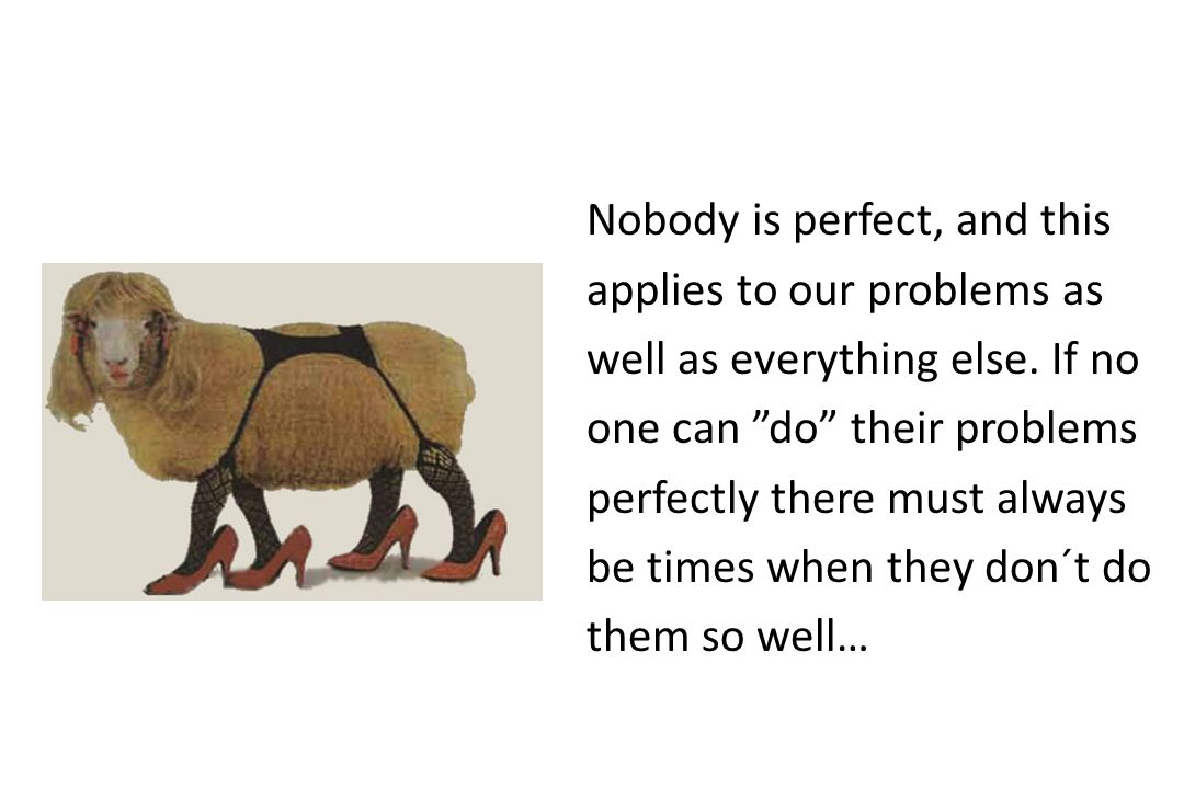 Nobody is perfect, and this applies to our problems as well as everything else.