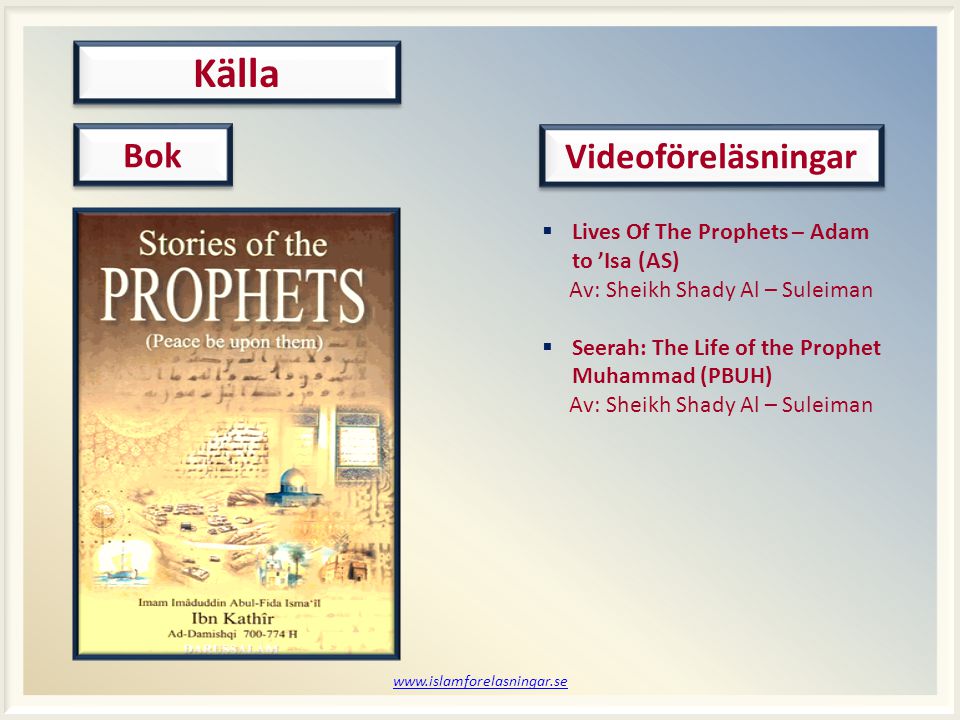 Källa Bok Videoföreläsningar Lives Of The Prophets – Adam to ’Isa (AS)