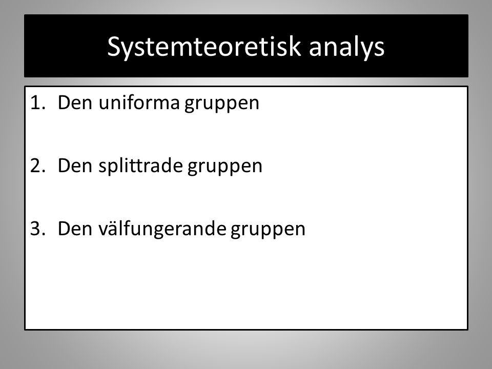 Systemteoretisk analys