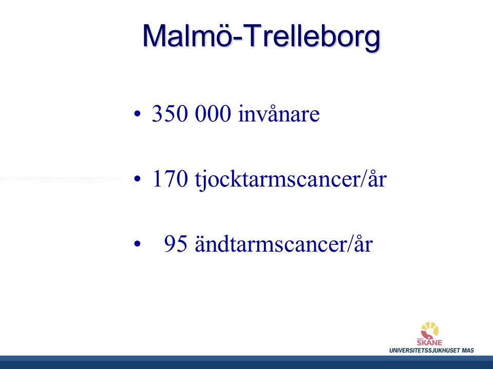 Malmö-Trelleborg invånare 170 tjocktarmscancer/år
