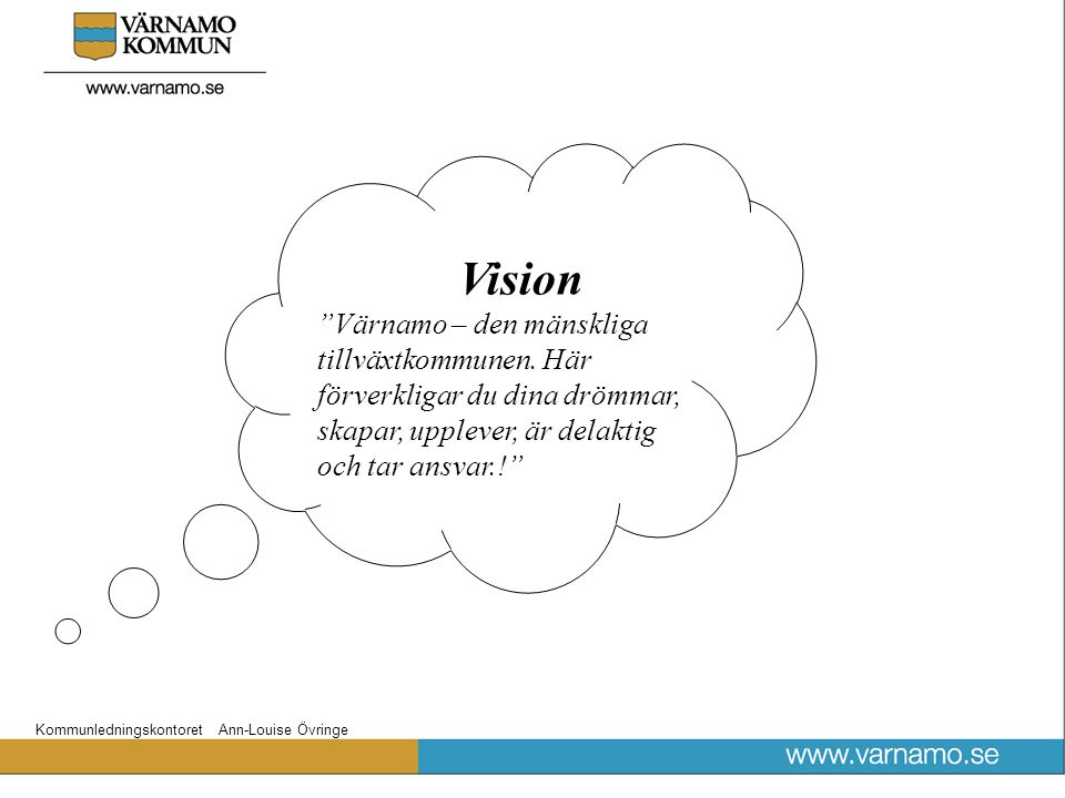 Vision Värnamo – den mänskliga tillväxtkommunen.