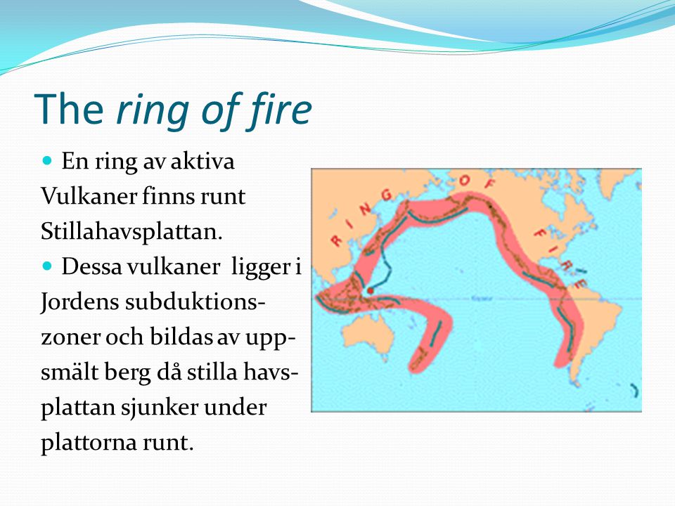 The ring of fire En ring av aktiva Vulkaner finns runt