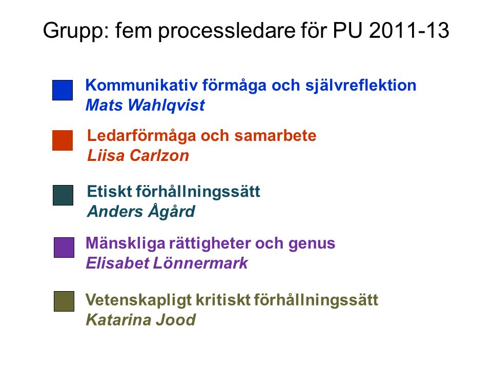 Grupp: fem processledare för PU