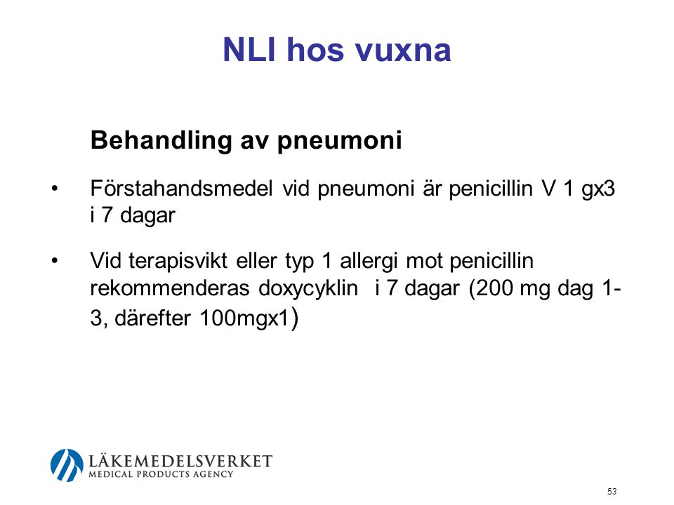 NLI hos vuxna Behandling av pneumoni