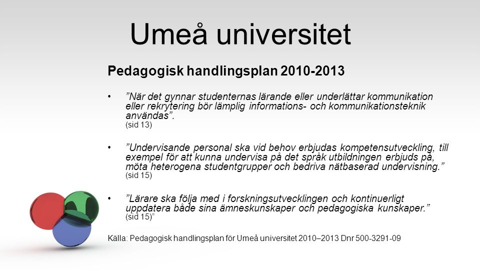 Umeå universitet Pedagogisk handlingsplan