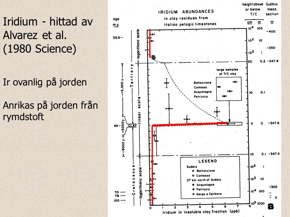 Iridium - hittad av Alvarez et al. (1980 Science)