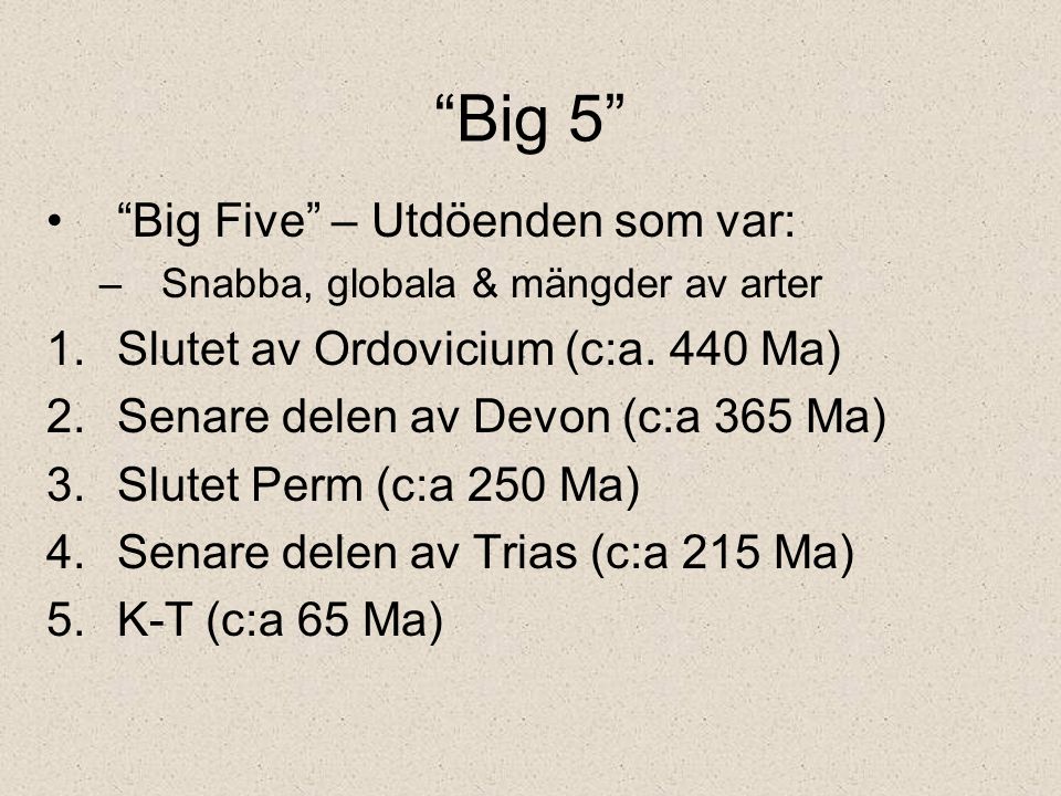 Big 5 Big Five – Utdöenden som var: