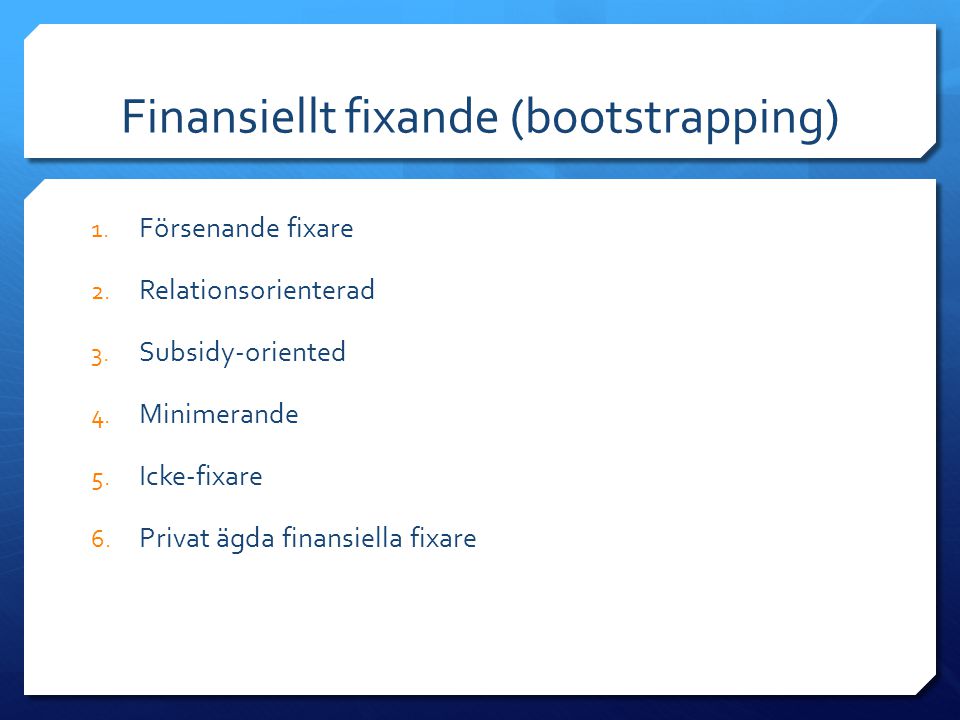 Finansiellt fixande (bootstrapping)