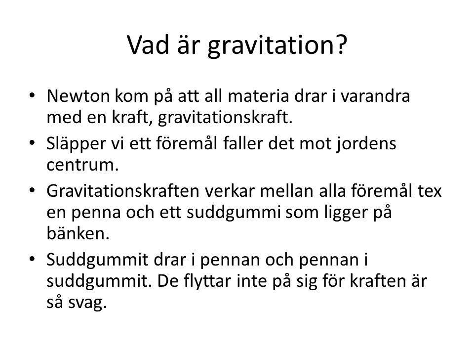 Vad är gravitation Newton kom på att all materia drar i varandra med en kraft, gravitationskraft.