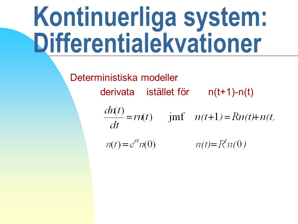 Kontinuerliga system: Differentialekvationer