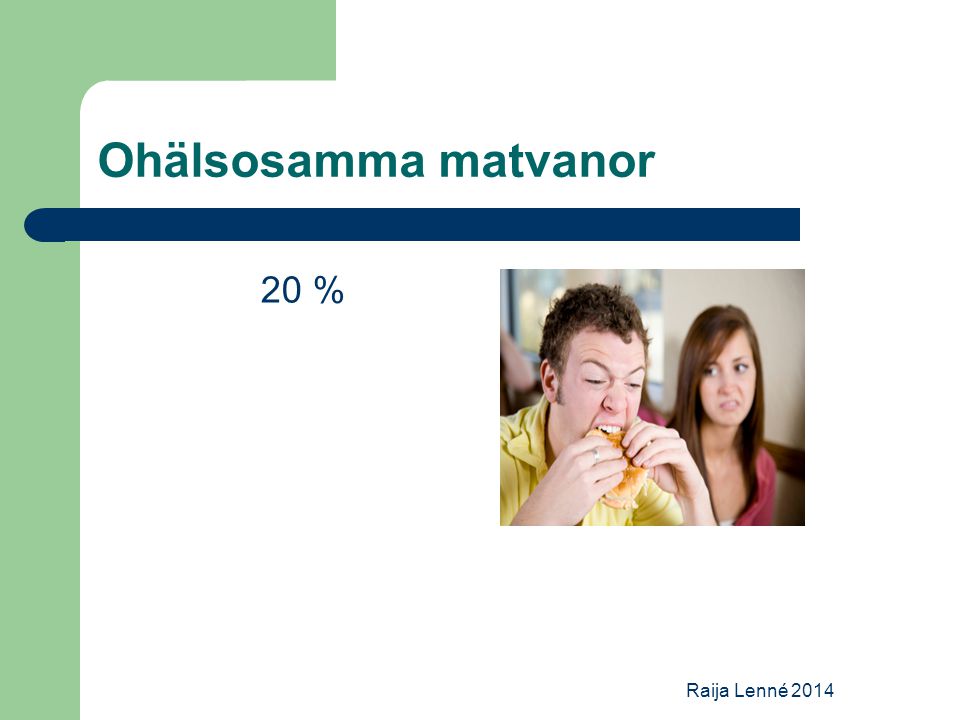 Ohälsosamma matvanor 20 % Raija Lenné 2014