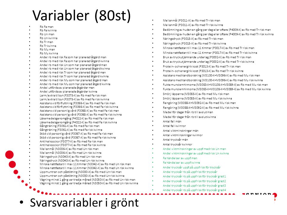 Variabler (80st) Svarsvariabler i grönt