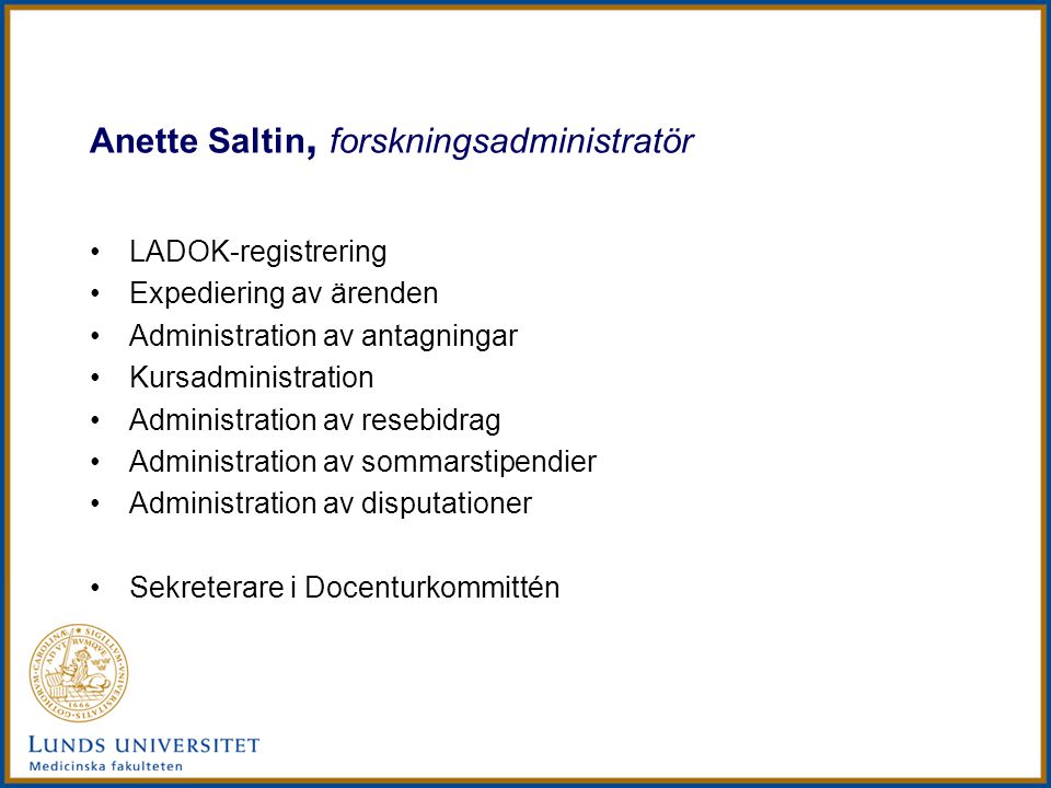 Anette Saltin, forskningsadministratör