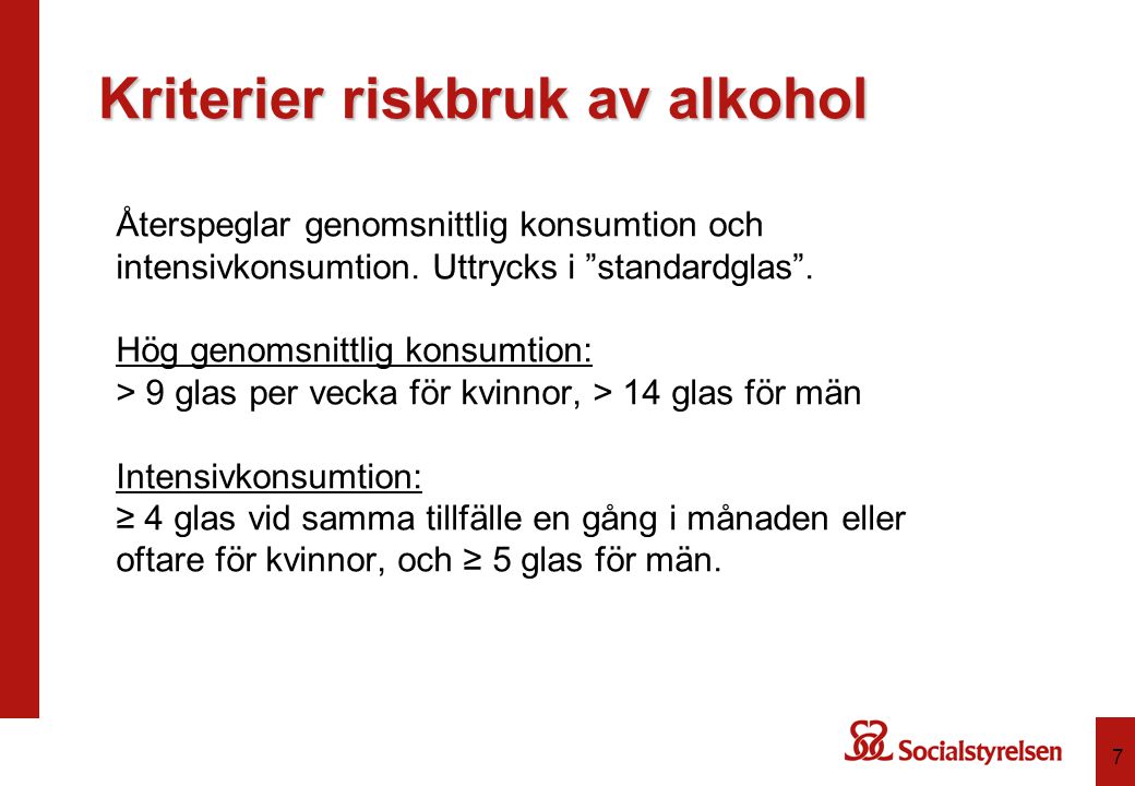 Kriterier riskbruk av alkohol