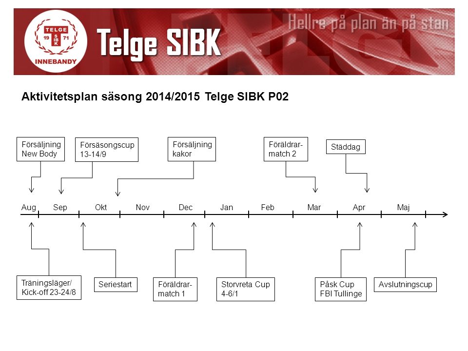 Aktivitetsplan säsong 2014/2015 Telge SIBK P02