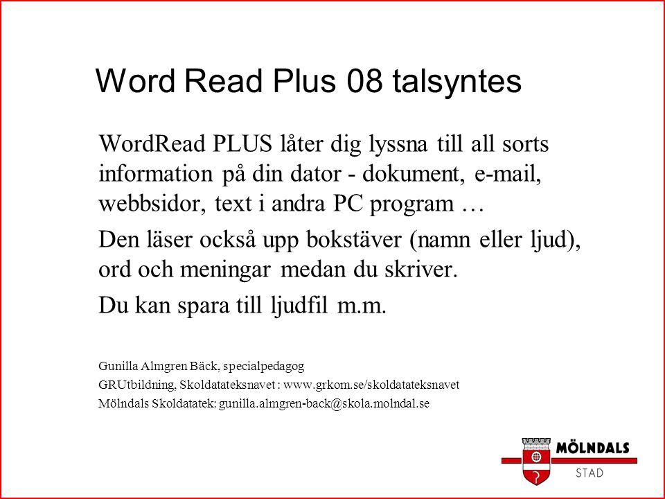 Word Read Plus 08 talsyntes